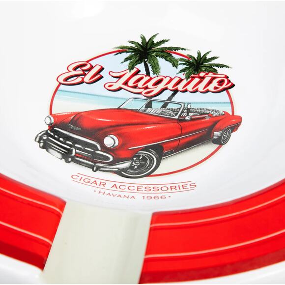 El Laguito Cigar Ashtray Large Ceramic 4 Cigars Indoor Outdoor Red White NEW - Picture 2 of 5
